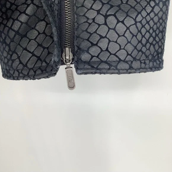 ALFANI Vintage Leather Snakeskin Print Moto Jacket Coat Size Large - Picture 4 of 8